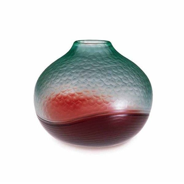 VENINI Vaso Battuto (Carlo Scarpa) Bicolore Verdognolo/Rosso 13 CM - H 11 CM 785.00