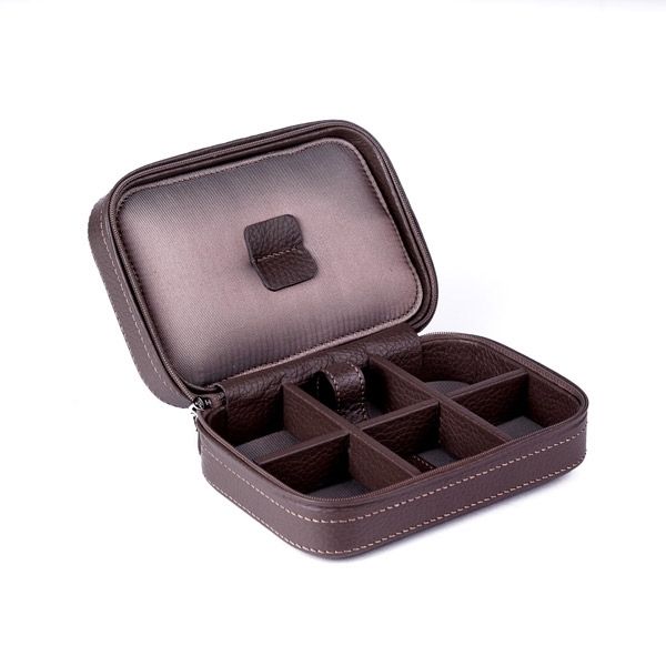 SCATOLA DEL TEMPO Portagioie Pelle Grana Dollaro Nocciola  TROUSSE