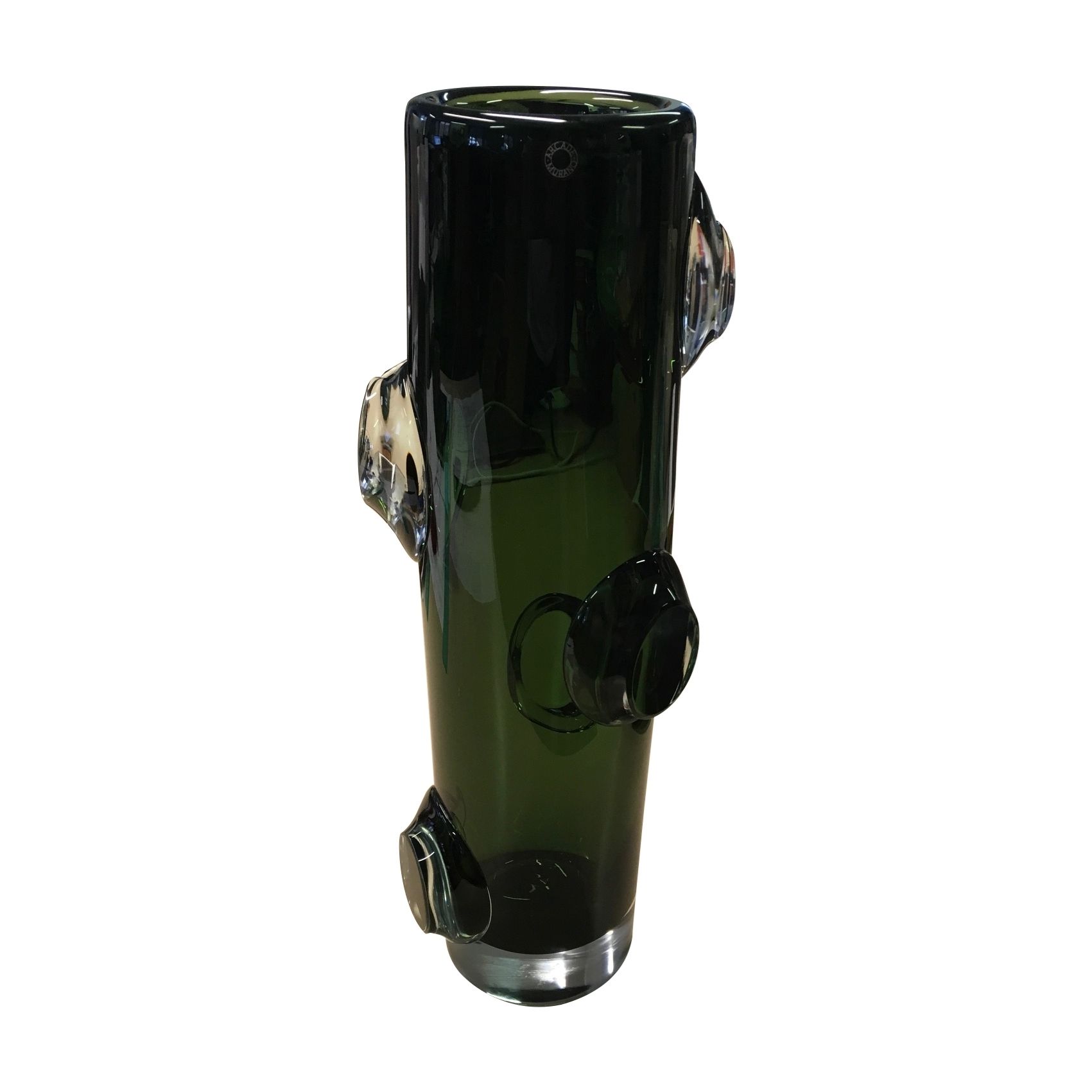 IVAN BAJ Vaso Bois De Verre By Marcello Panza In Vetro di Murano Verde Bottiglia 29 CM - 31 H XAFPABVC