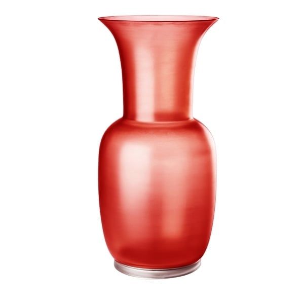 VENINI Vaso Opalino Satin Rosso/Cristallo 20 CM - H 42 CM 706.24