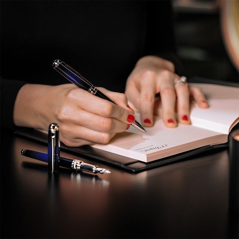 S. T. DUPONT Penna A Sfera Media Line D Atelier Lacca Blu / Palladio  415105M