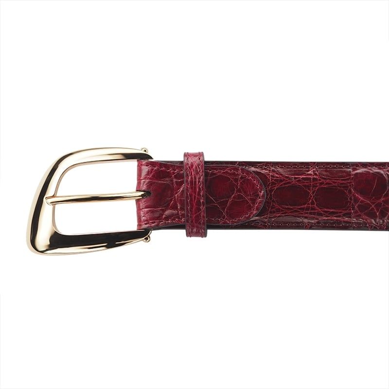ASTRUA Creazioni Cintura In Pelle Di Coccodrillo Oxblood  CF1ATO28+FB5OT52