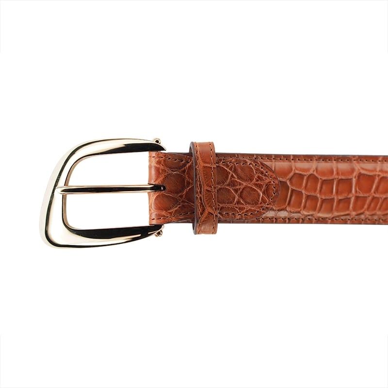 ASTRUA Creazioni Cintura In Pelle Di Coccodrillo Gold Fibbia Oro Giallo  CF1ATO49+FB5OT52