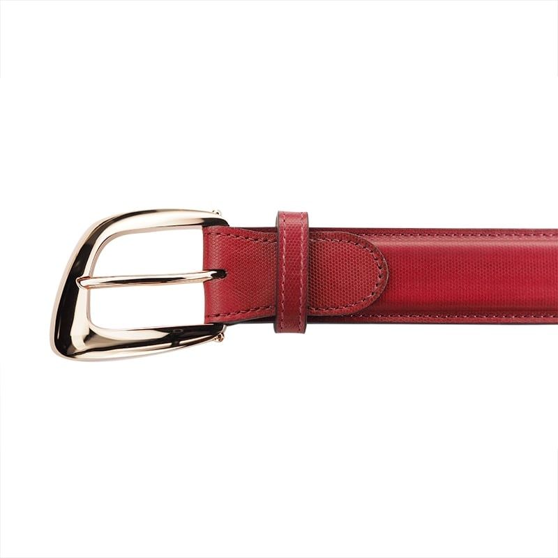 ASTRUA Creazioni Cintura In Pelle Di Vitello Oxblood Fibbia Oro Rosa  CF1VFH28+FB5OT50