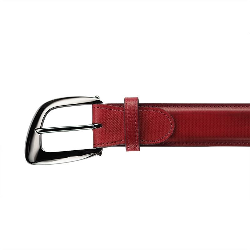 ASTRUA Creazioni Cintura In Pelle Di Vitello Oxblood Fibbia Canna DI Fucile  CF1VFH28+FB5OT51