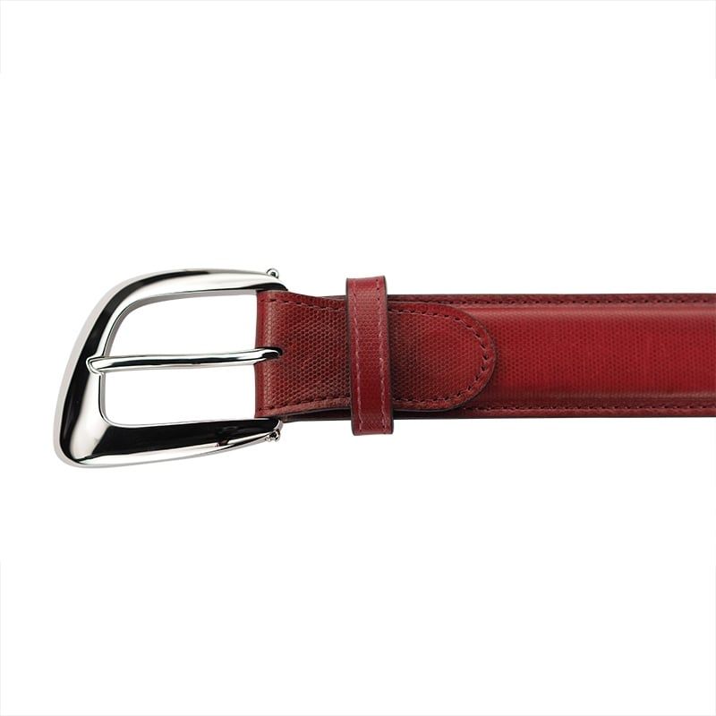 ASTRUA Creazioni Cintura In Pelle Di Vitello Oxblood Fibbia Platino  CF1VFH28+FB5OT53