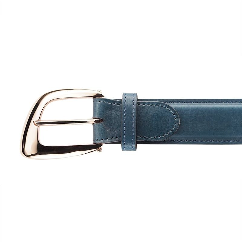 ASTRUA Creazioni Cintura In Pelle Di Vitello Blu Navy Fibbia Oro Rosa  CF1VI25+FB5OT50