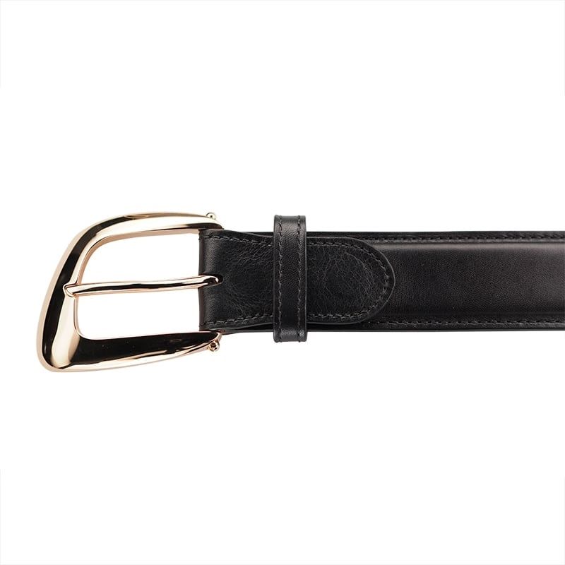 ASTRUA Creazioni Cintura In Pelle Di Vitello Nero Fibbia Oro Rosa  CF1VI30+FB5OT50
