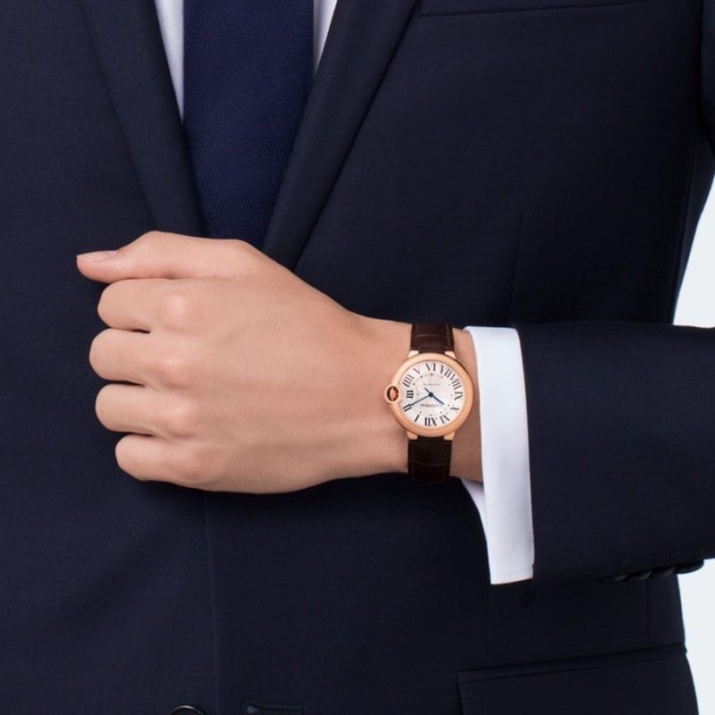 CARTIER Ballon Bleu De Cartier, Oro Rosa, Pelle, Zaffiro 36 MM WGBB0009