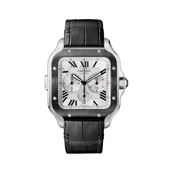 CARTIER Santos De Cartier Cronografo Modello Extra-Large, Acciaio, Pelle 43.3 MM WSSA0017