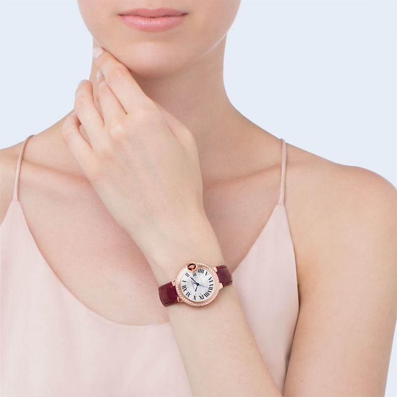 CARTIER Ballon Bleu De Cartier, Oro Rosa, Pelle, Diamanti 33 MM WJBB0033