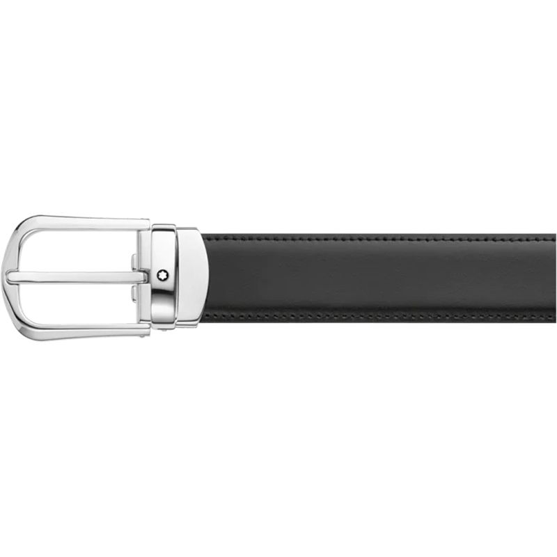 MONTBLANC Cintura Reversibile Nera/Marrone Con Fibbia a Ferro Di Cavallo  114412