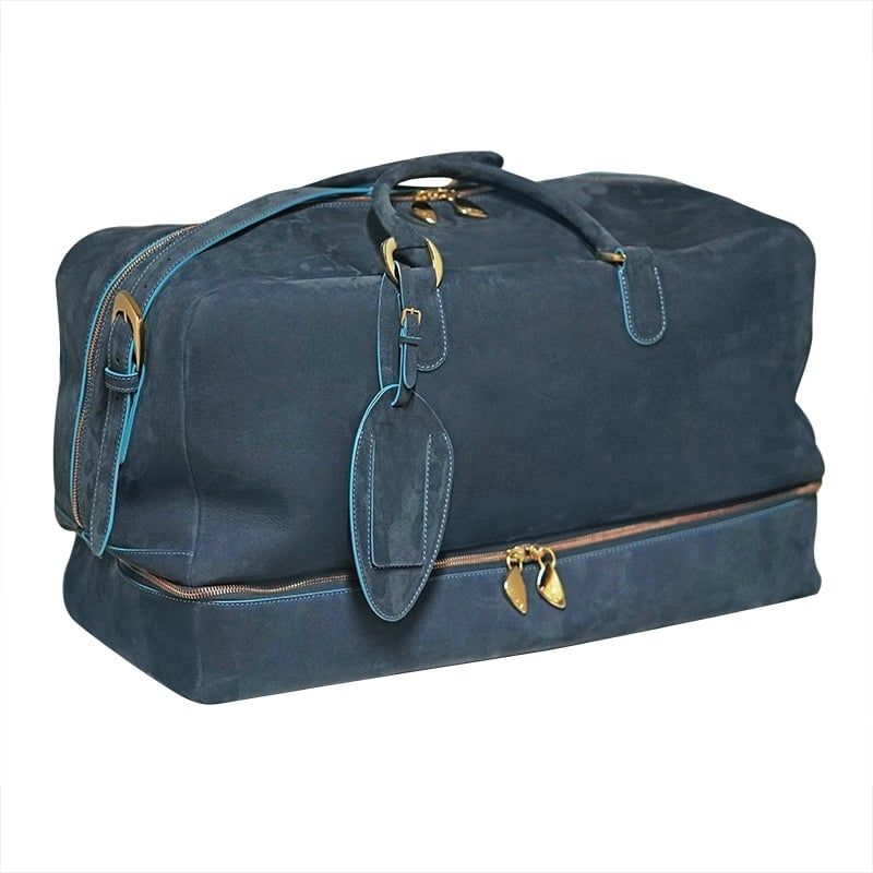 ASTRUA Creazioni Borsone In Pelle Nabuck Blu  BV2NA01-LAV04A16