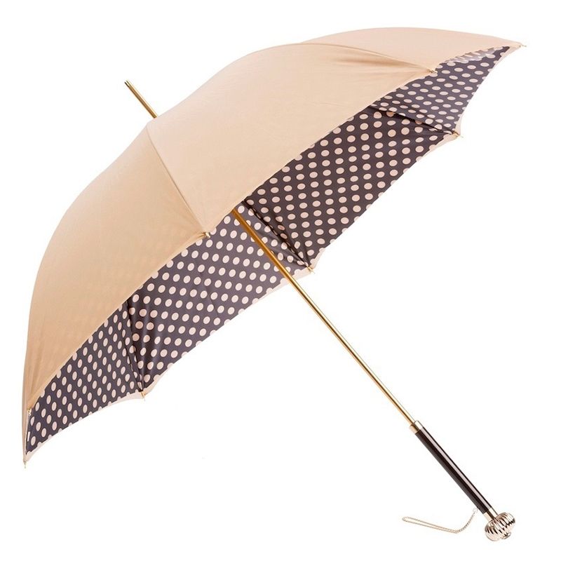 PASOTTI Ombrello Da Donna Classic Oro Interno Nero Pois Oro  189*SUMMER/8*55874164*U14