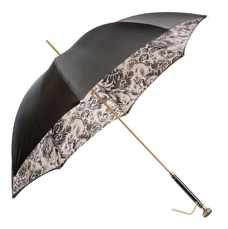 PASOTTI Ombrello Donna Classic Nero Interno Flora Bianco E Nero  189*34*50998-44*I24