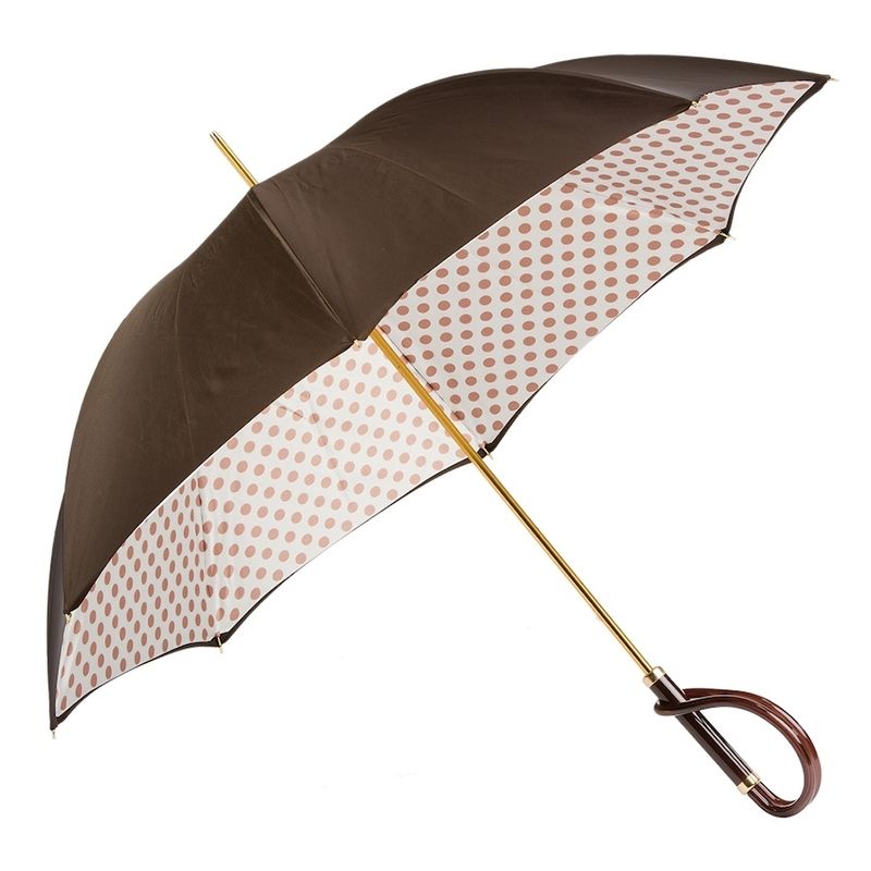 PASOTTI Ombrello Da Donna Classic Marrone Con Interno Bianco Pois Beige  189N*30*55874/13*A