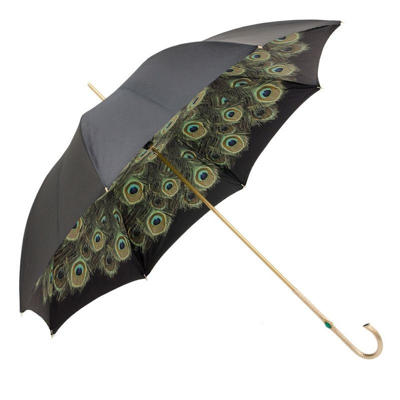 PASOTTI Ombrello Da Donna Flower Nero Interno Pavone Verde  189*34*96661081*P5