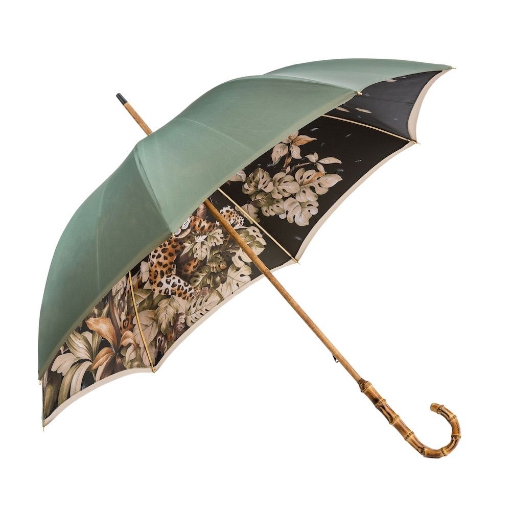 PASOTTI Ombrello Da Donna Animal Sfumato Verde Scuro Interno Foresta/Leopardo  397*21284-19*991-48*Z20