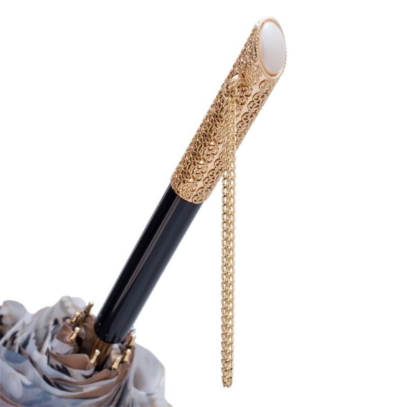 PASOTTI Ombrello Da Donna Animal Marrone Sfumato Interno Beige Maculato Fantasia Perle  189*21284-6*5A003/31*U5