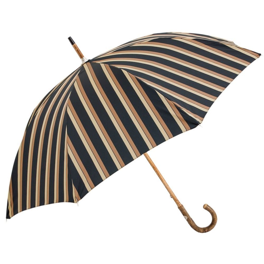 PASOTTI Ombrello Da Uomo Bespoke Motivo Righe Marrone/Oro  142*ALFRED/8**1
