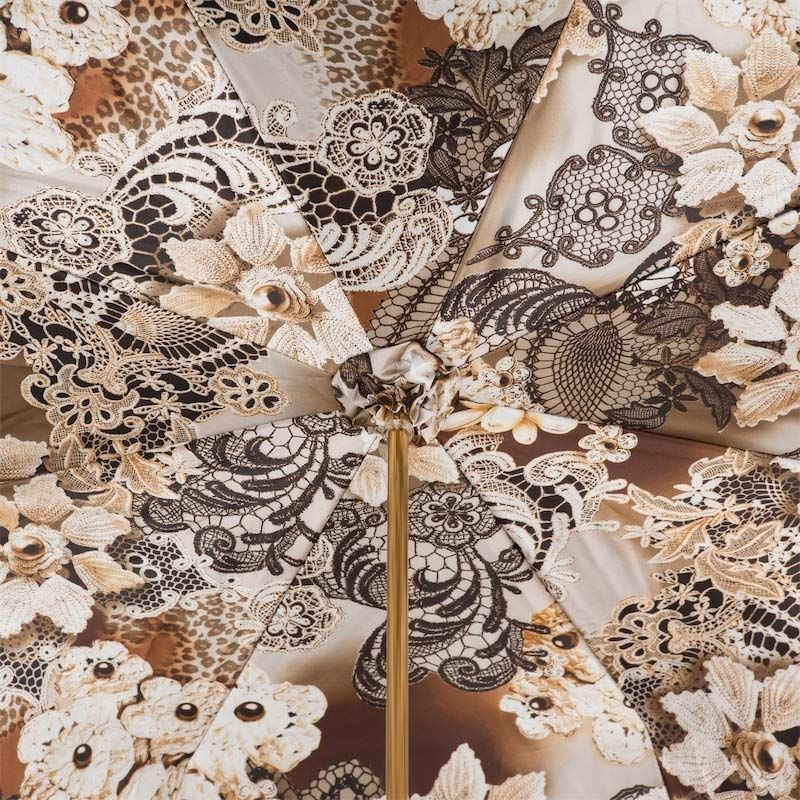 PASOTTI Ombrello Da Donna Flower Marrone Interno Flora Marrone  189*30*58303-16F38
