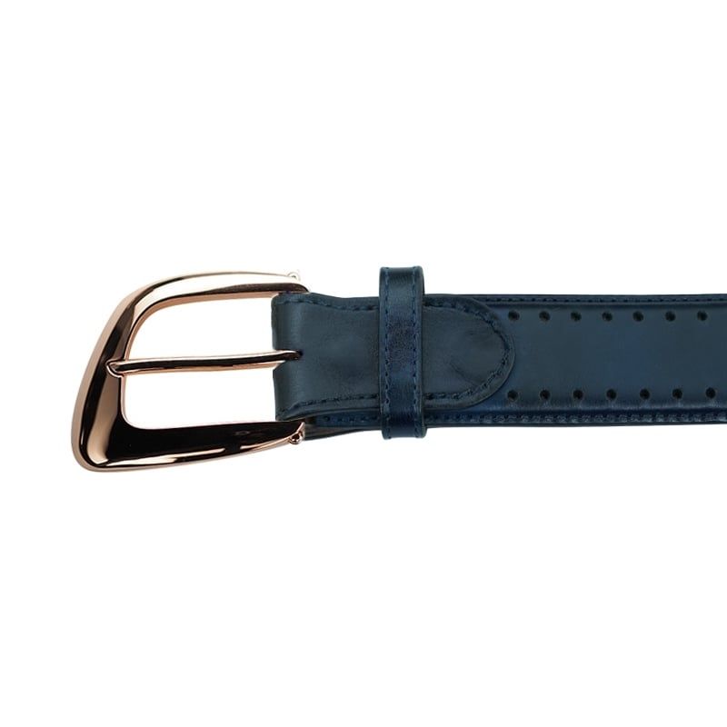 ASTRUA Creazioni Cintura In Pelle Di Vitello Blu fibbia Placcata Oro Rosa  CF1VFF01+FB5OT50