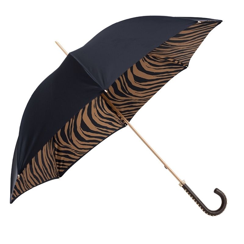 PASOTTI Ombrello Da Donna W Animal Nero Interno Zebrato Marrone/Nero  189N*34*21028-11*H19