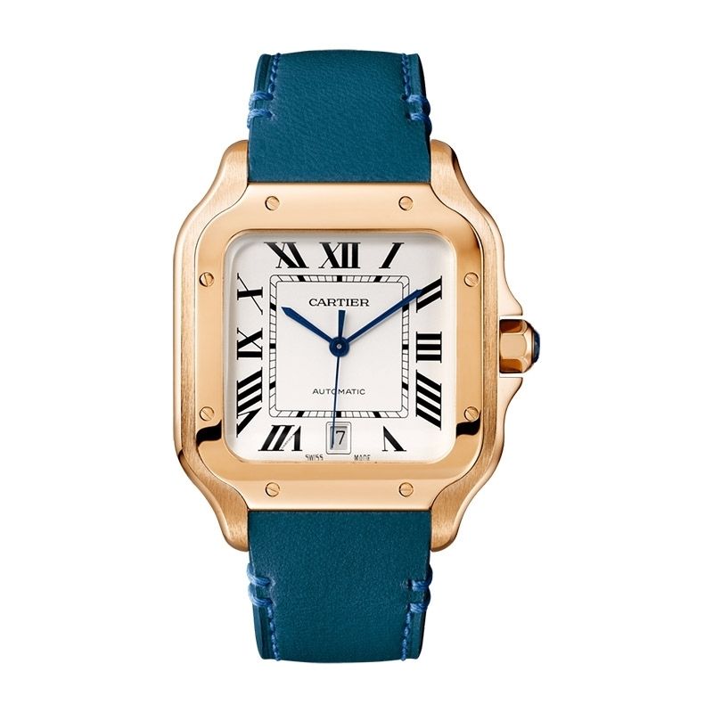 CARTIER Santos De Cartier Modello Grande, Oro Rosa, Pelle 39.8 MM WGSA0019