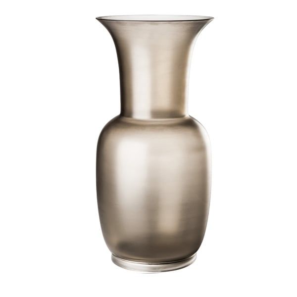 VENINI Vaso Opalino Satin Talpa/Cristallo 20 CM – H 42 CM 706.24