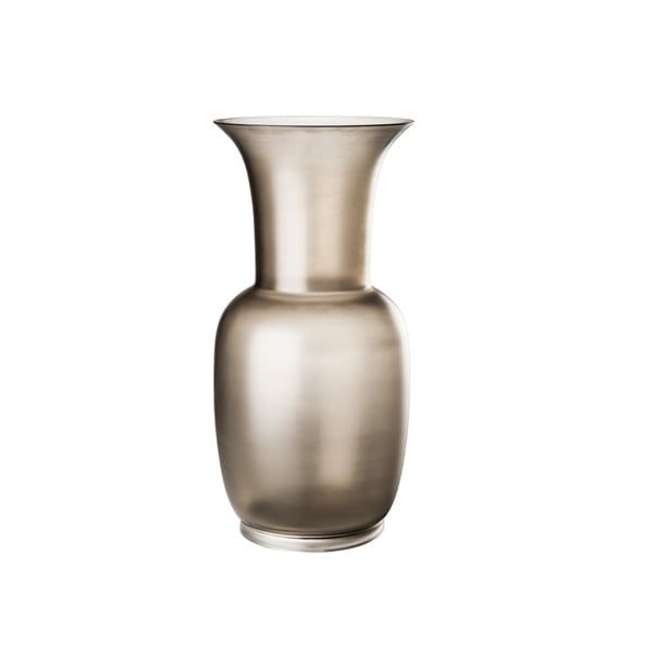 VENINI Vaso Opalino Satin Talpa/Cristallo 14 CM - H 30 CM 706.38