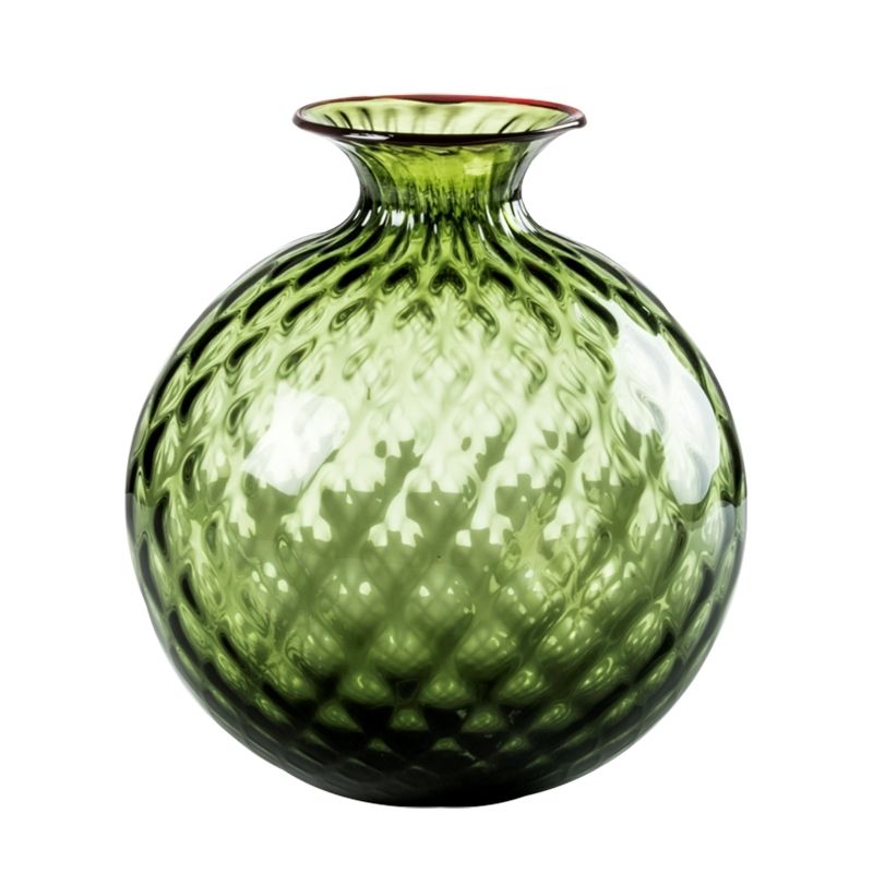 VENINI Vaso Monofiore Balloton Verde Mela/Filo Rosso 21,5 CM – H 24,5 CM 100.29
