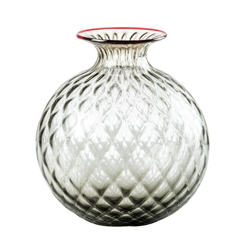 VENINI Vaso Monofiore Balloton Talpa/Filo Rosso  21,5 CM – H 24,5 CM 100.29