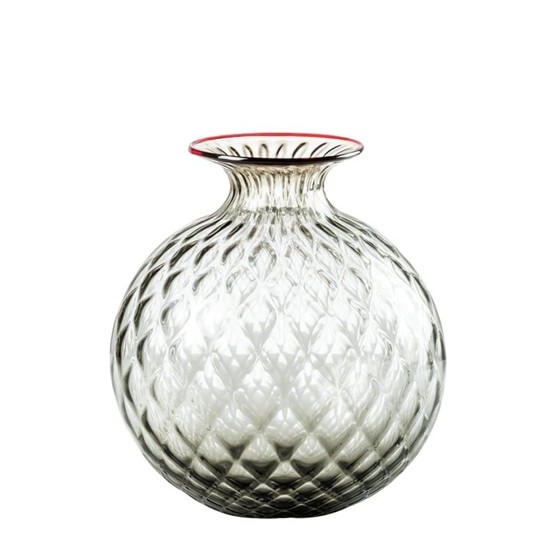 VENINI Vaso Monofiore Balloton Talpa/Filo Rosso  18 CM - H 20.5 CM 100.18
