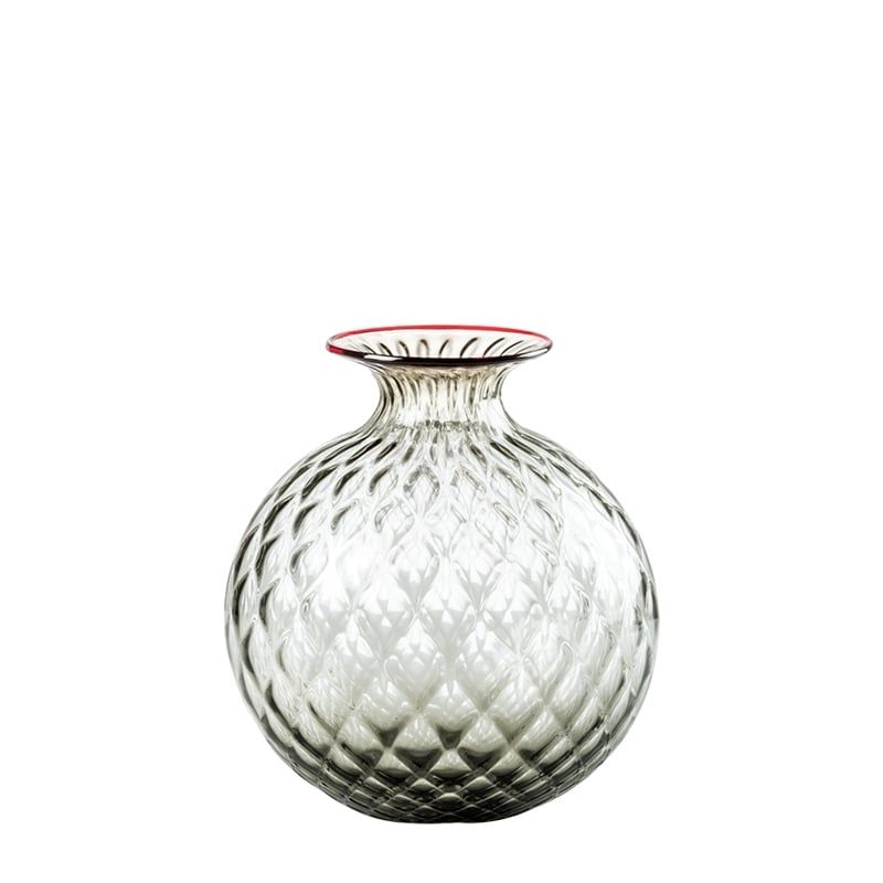 VENINI Vaso Monofiore Balloton Talpa/Filo Rosso  14 CM - H 16.5 CM 100.16