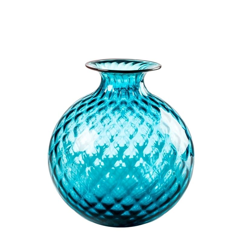 VENINI Vaso Monofiore Balloton Orizzonte/Filo Rosso 18 CM - H 20.5 CM 100.18