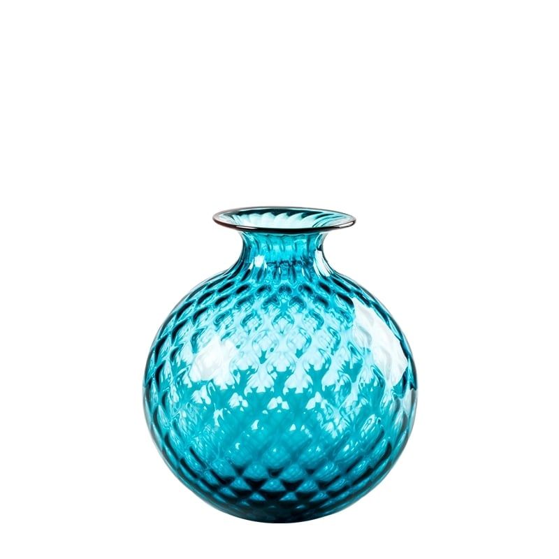VENINI Vaso Monofiore Balloton Orizzonte/Filo Rosso 14 CM - H 16.5 CM 100.16