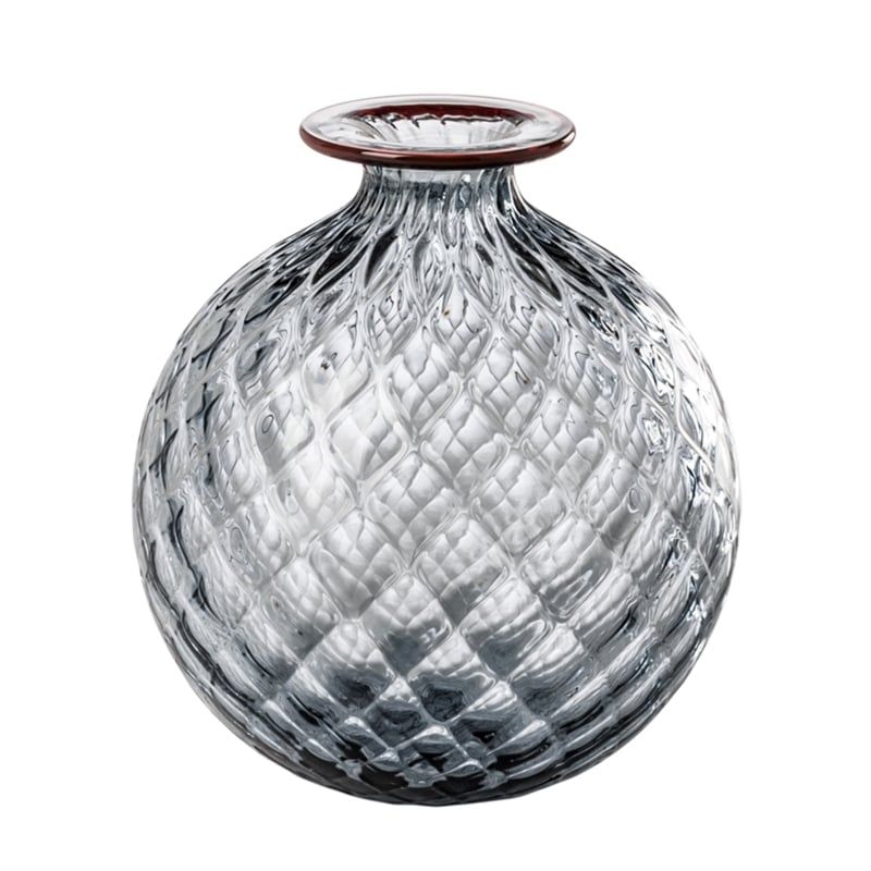 VENINI Vaso Monofiore Balloton Uva/Filo Rosso 21,5 CM – H 24,5 CM 100.29