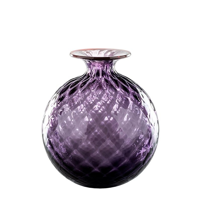 VENINI Vaso Monofiore Balloton Indaco/Filo Rosso 18 CM - H 20.5 CM 100.18