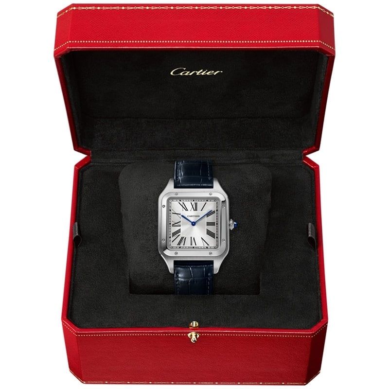 CARTIER Santos-Dumont Modello XL, Acciaio, Pelle 46,6 x 33,9 MM WSSA0032