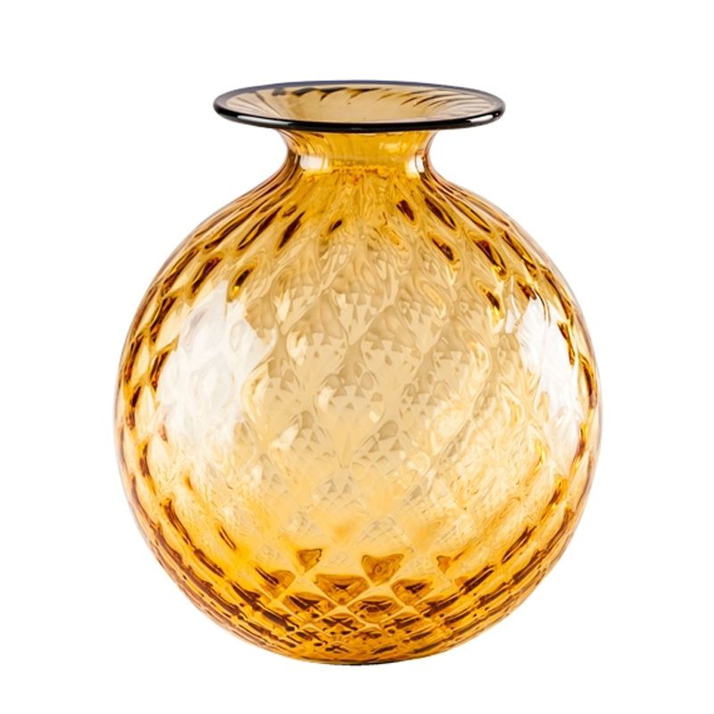 VENINI Vaso Monofiore Balloton Ambra/Filo Orizzonte 21.5 CM - H 24.5 CM 100.29