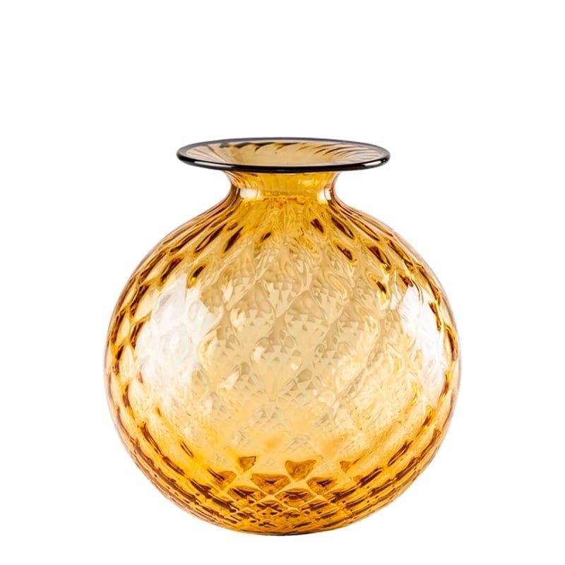 VENINI Vaso Monofiore Balloton Ambra/Filo Orizzonte 18 CM - H 20.5 CM 100.18
