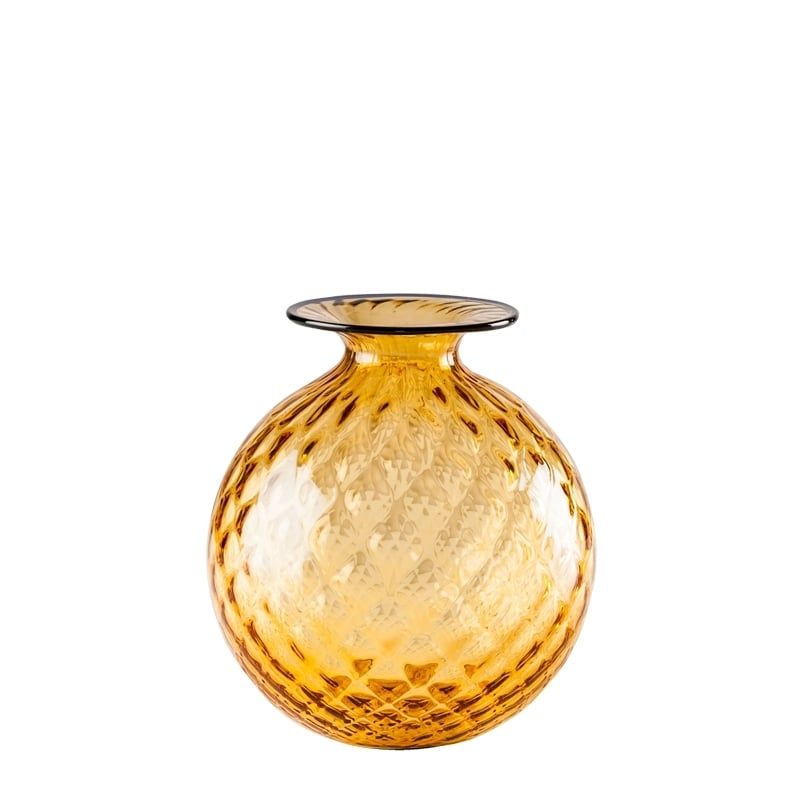 VENINI Vaso Monofiore Balloton Ambra/Filo Orizzonte 14 CM - H 16.5 CM 100.16