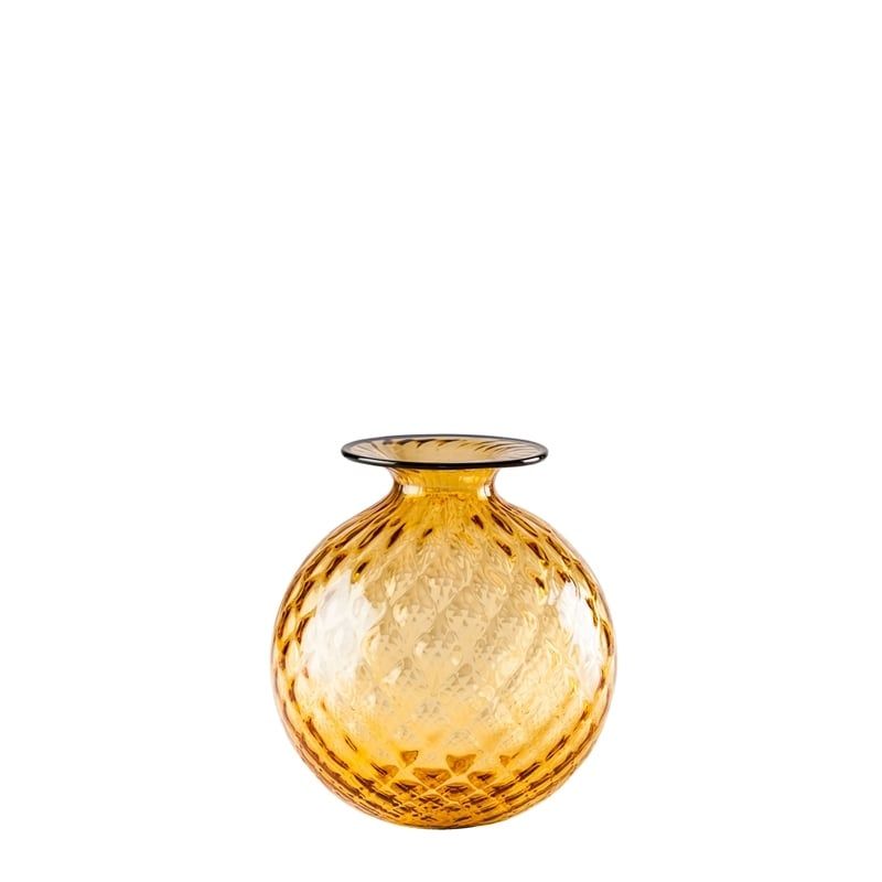 VENINI Vaso Monofiore Balloton Ambra/Filo Orizzonte 11 CM – H 12,5 CM 100.14