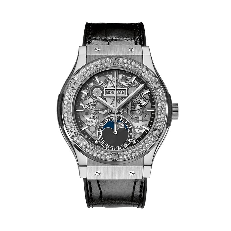 HUBLOT Classic Fusion Aerofusion Moonphase Titanium Diamonds 42 MM 547.NX.0170.LR.1104
