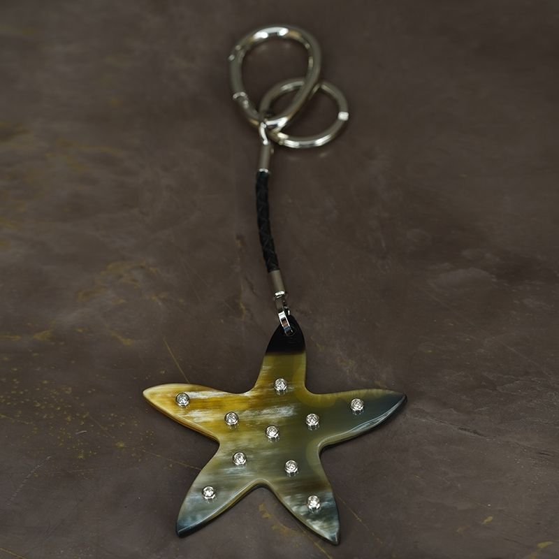 ARCAHORN Portachiavi Stella In Corno Scuro - Swarovski Crystal  2273S+S
