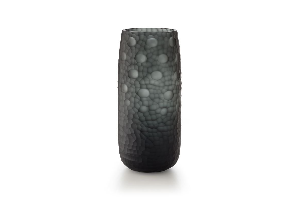 SALVIATI Vaso Battuti Grigio Acciaio Large H 42 CM / Ø 20 CM D6048
