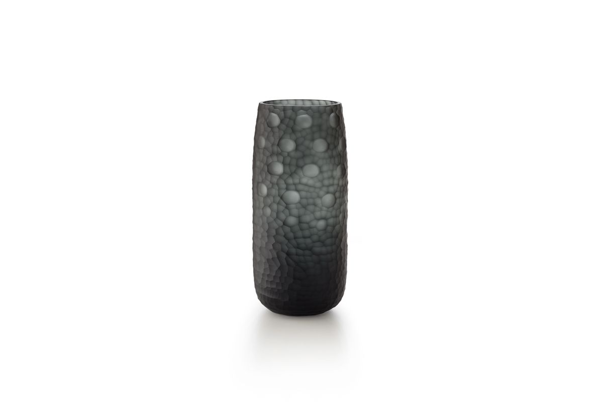SALVIATI Vaso Battuti Grigio Acciaio Medium H 32 CM / Ø 15 CM D6055