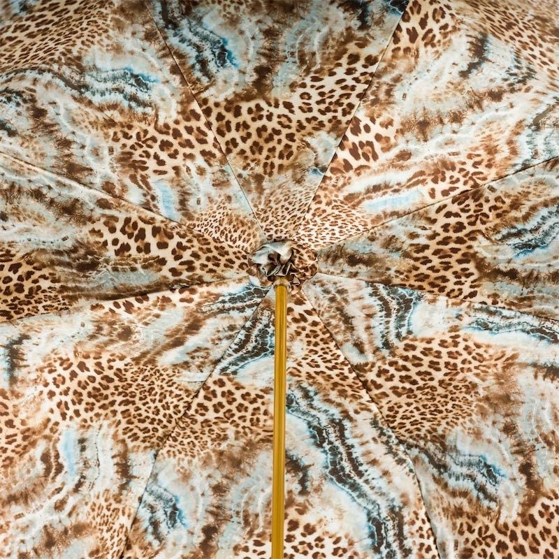 PASOTTI Ombrello Da Donna Animal Blu Sfumato Interno Maculato Oro/Azzurro  189*10*56084-4*P18
