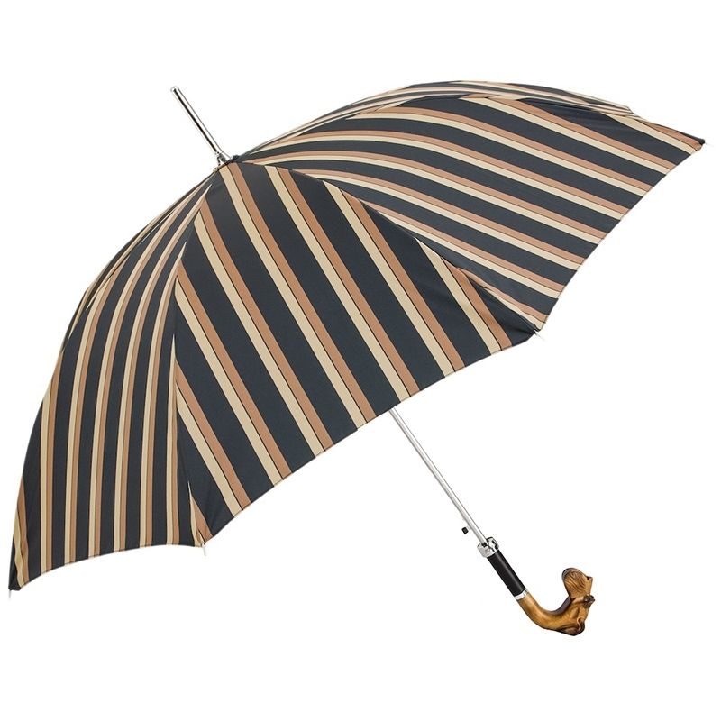 PASOTTI Ombrello Da Uomo Su Misura Righe Marrone/Ocra/Oro  478*ALFRED/8**N49