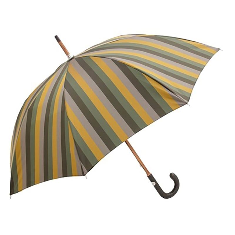 PASOTTI Ombrello Da Uomo Su Misura Righe Verde/Grigio/Senape  142*6496/16**16S